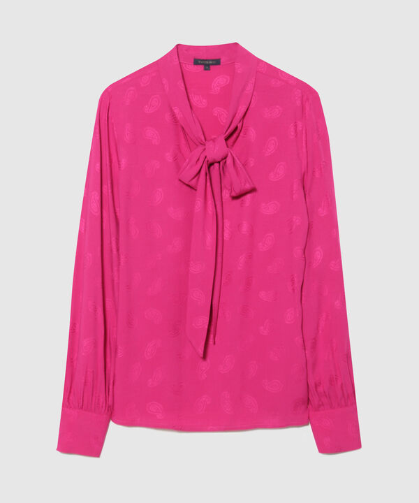 Blusa Corbatera Unicolor  Manga Larga