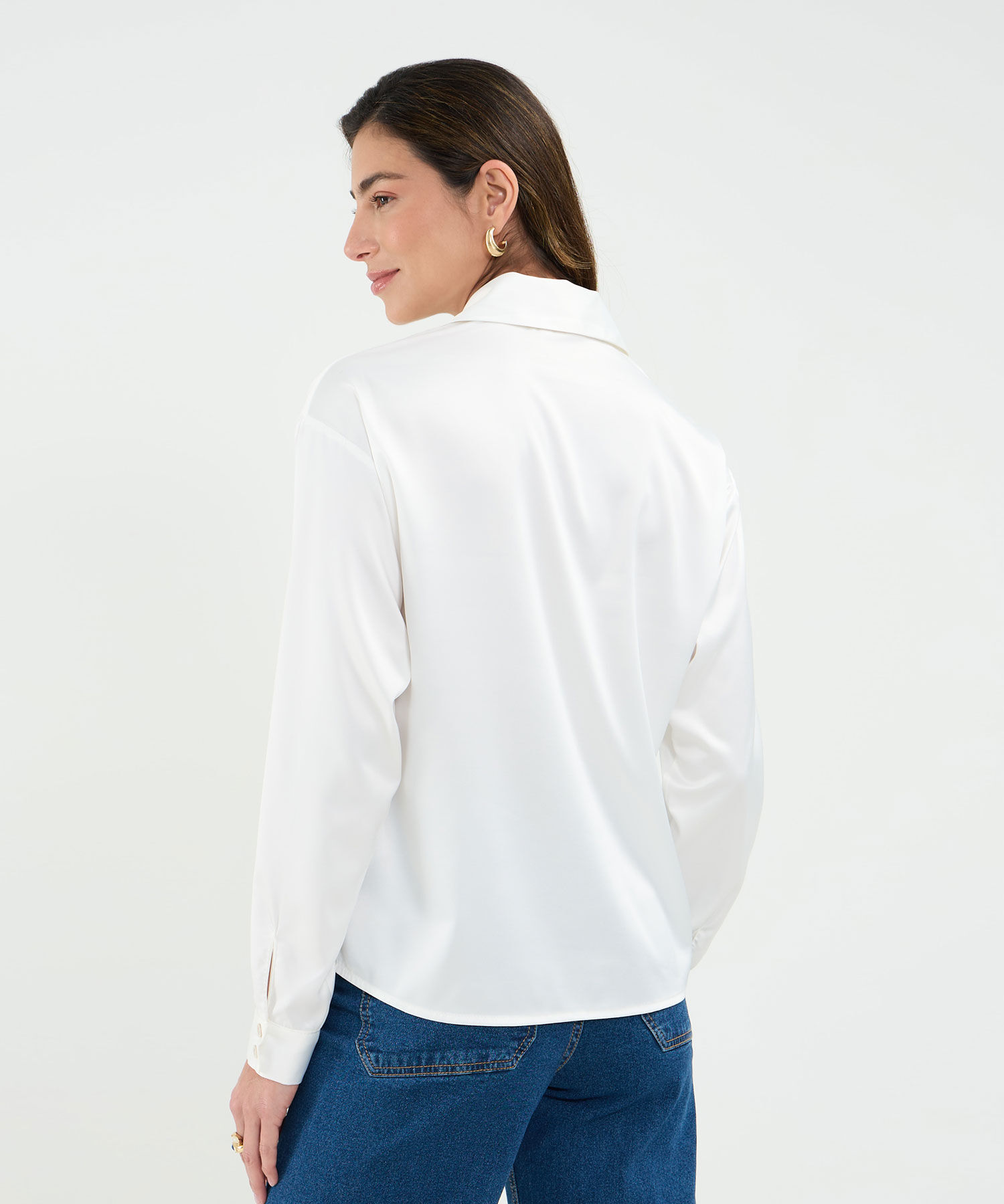 Camisa Satinada Manga Larga