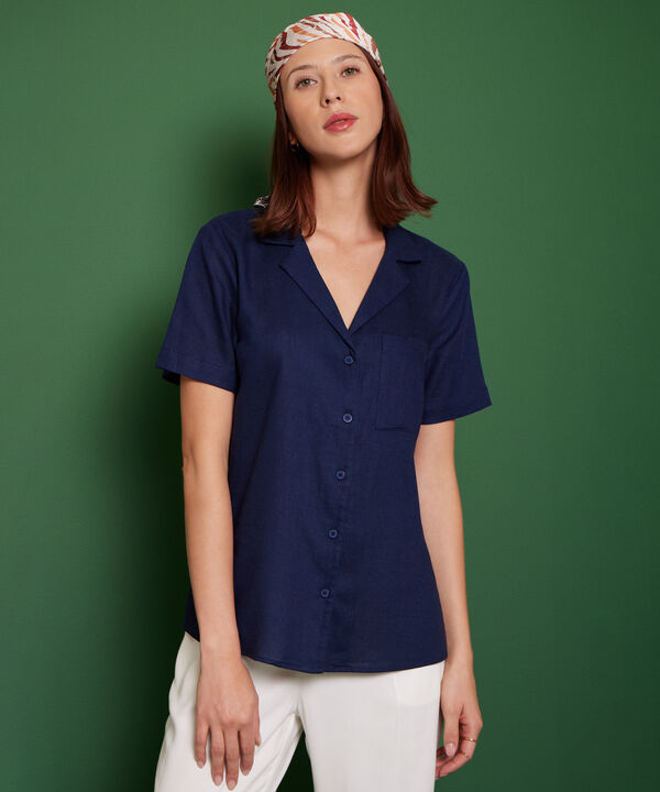 Blusa Camisera Con Bolsillo