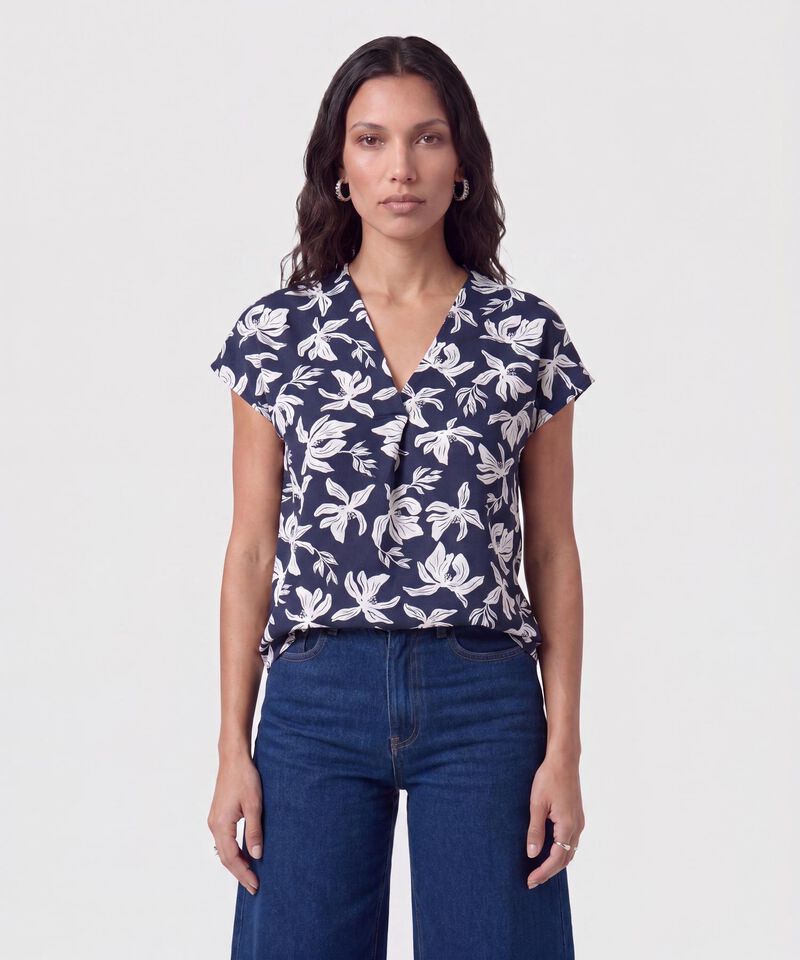 Camiseta Manga Casquillo Escote V Mujer