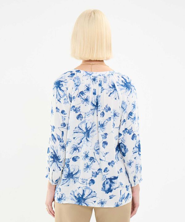 Blusa Estampada Cuello Mao