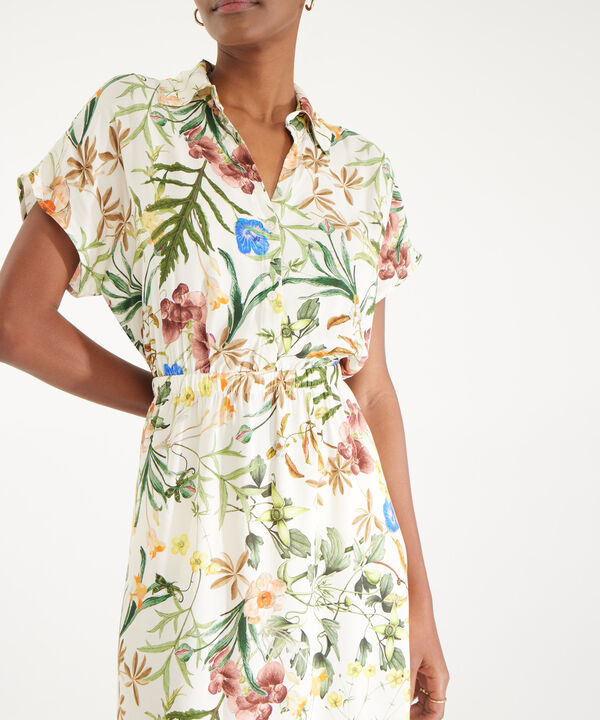 Vestido Camisero Estampado Manga Corta Rodada