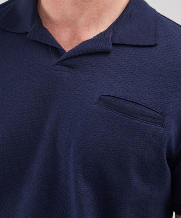 Polo Unicolor Cuello Y Puños Tejidos image number null