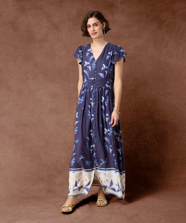 Vestido Maxi de Escote V y Botones Frontales Para Mujer image number null