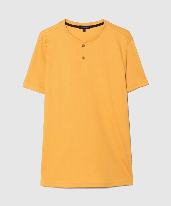 Camiseta Manga Corta Unicolor Cuello Henley