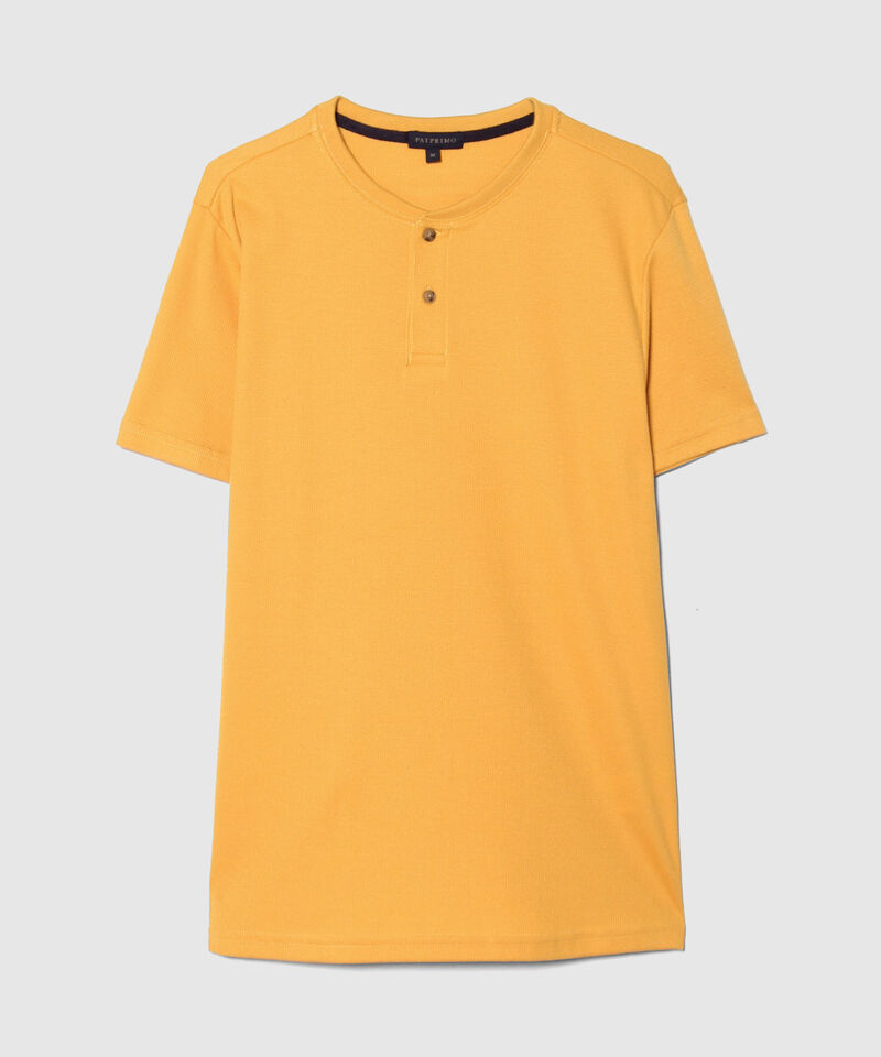 Camiseta Manga Corta Unicolor Cuello Henley