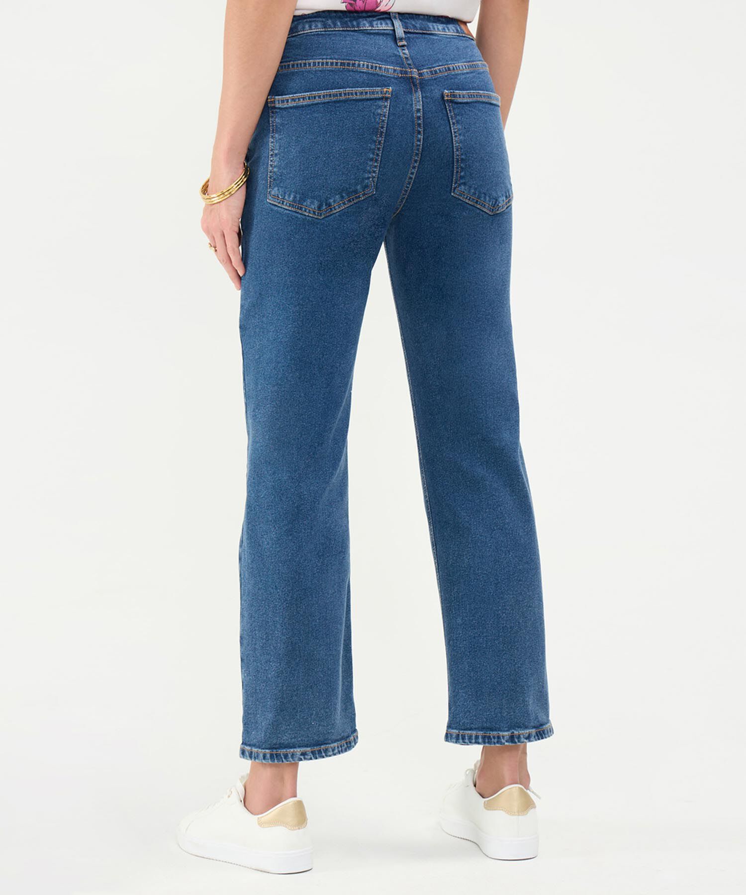 Jeans Straight Tono Medio