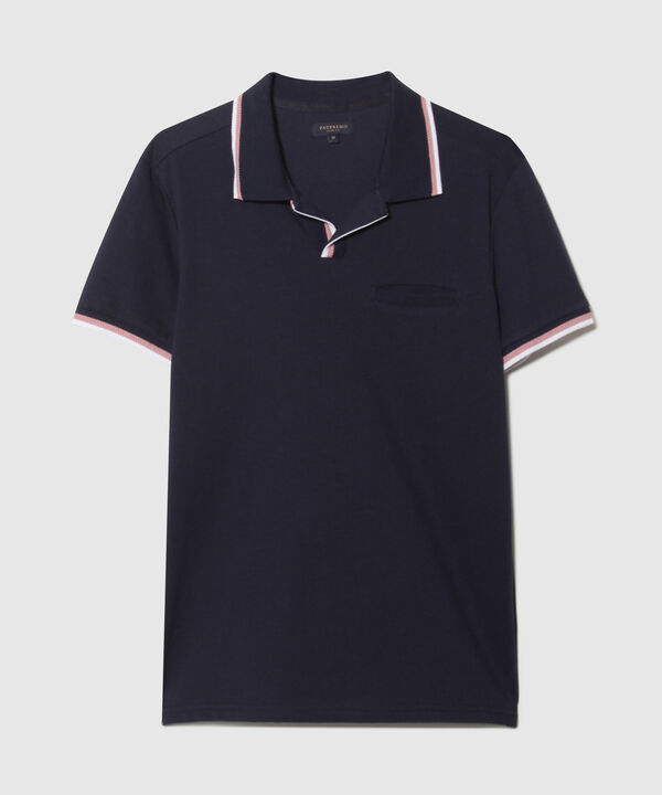 Polo Unicolor Con Pechera Abierta, Cuello, Ribete Y Puños Tejidos. Silueta Slim Fit. Campiello Linea Moda