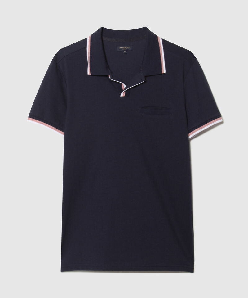Polo Unicolor Con Pechera Abierta, Cuello, Ribete Y Puños Tejidos. Silueta Slim Fit. Campiello Linea Moda