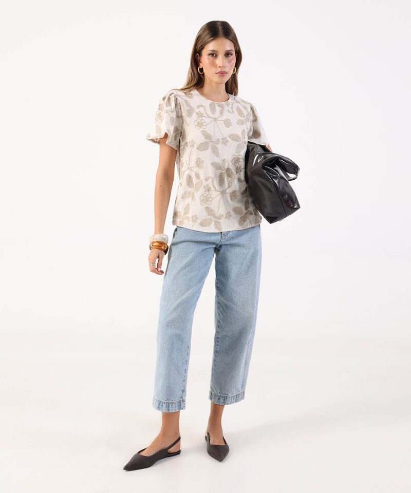 Blusa Con Manga Mariposa Y Cuello Redondo