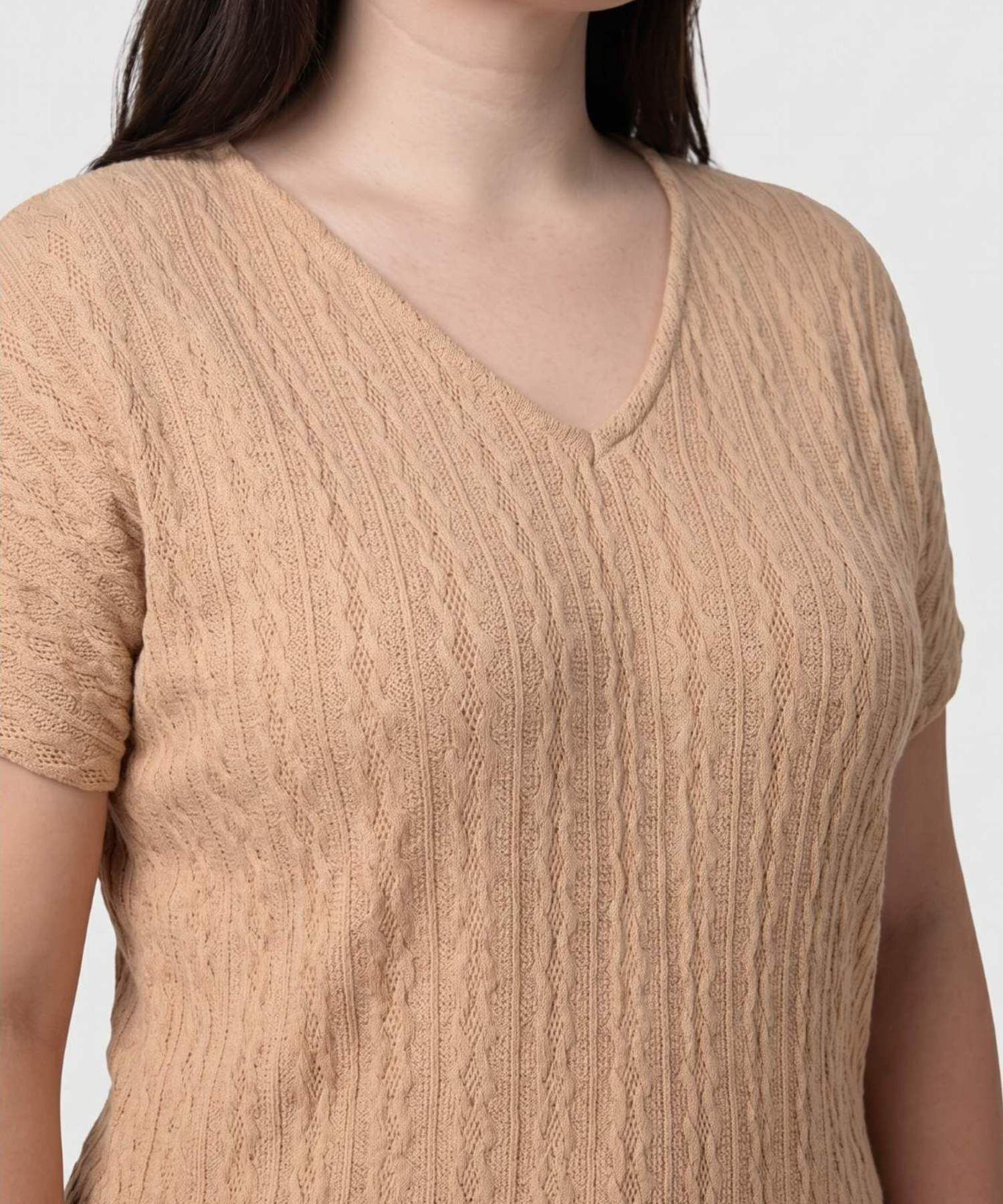 Camiseta Cuello V Textura Mujer Curvy