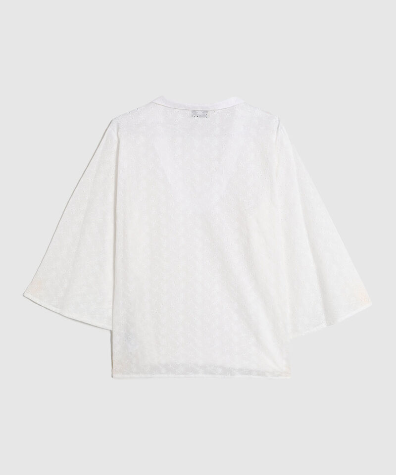 Blusa con Escote V y Manga 3/4 Para Mujer Curvy