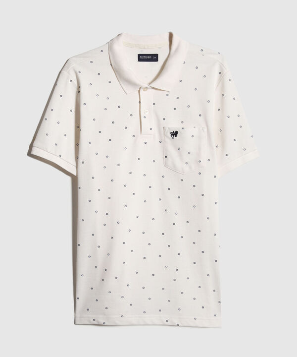 Polo Estampada Cuello Y Puños Tejidos Con Bolsillo