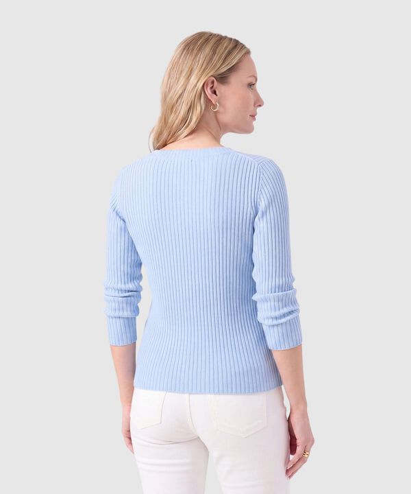 Saco Tejido En Rib Con Cuello De Bote