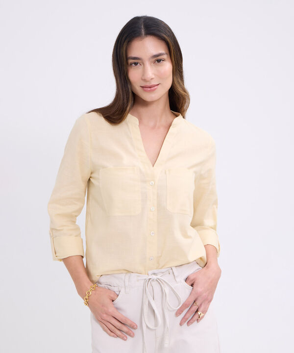Blusa manga larga unicolor para mujer image number null