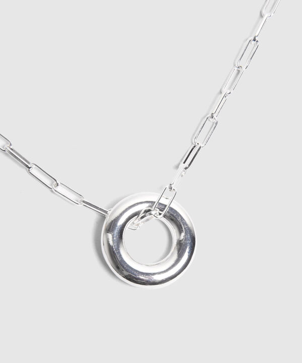 Set Plateado De Collar Y Aretes Con Aros  image number null