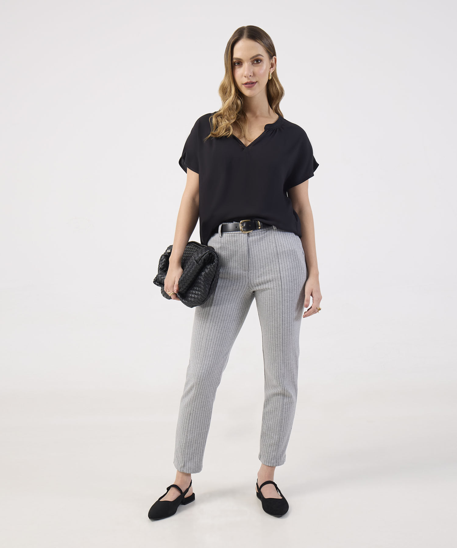 Leggins Prete&ntilde;ido Tipo Pantal&oacute;n Con Bolsillos Laterales Y Vena En Delantero, Serena
