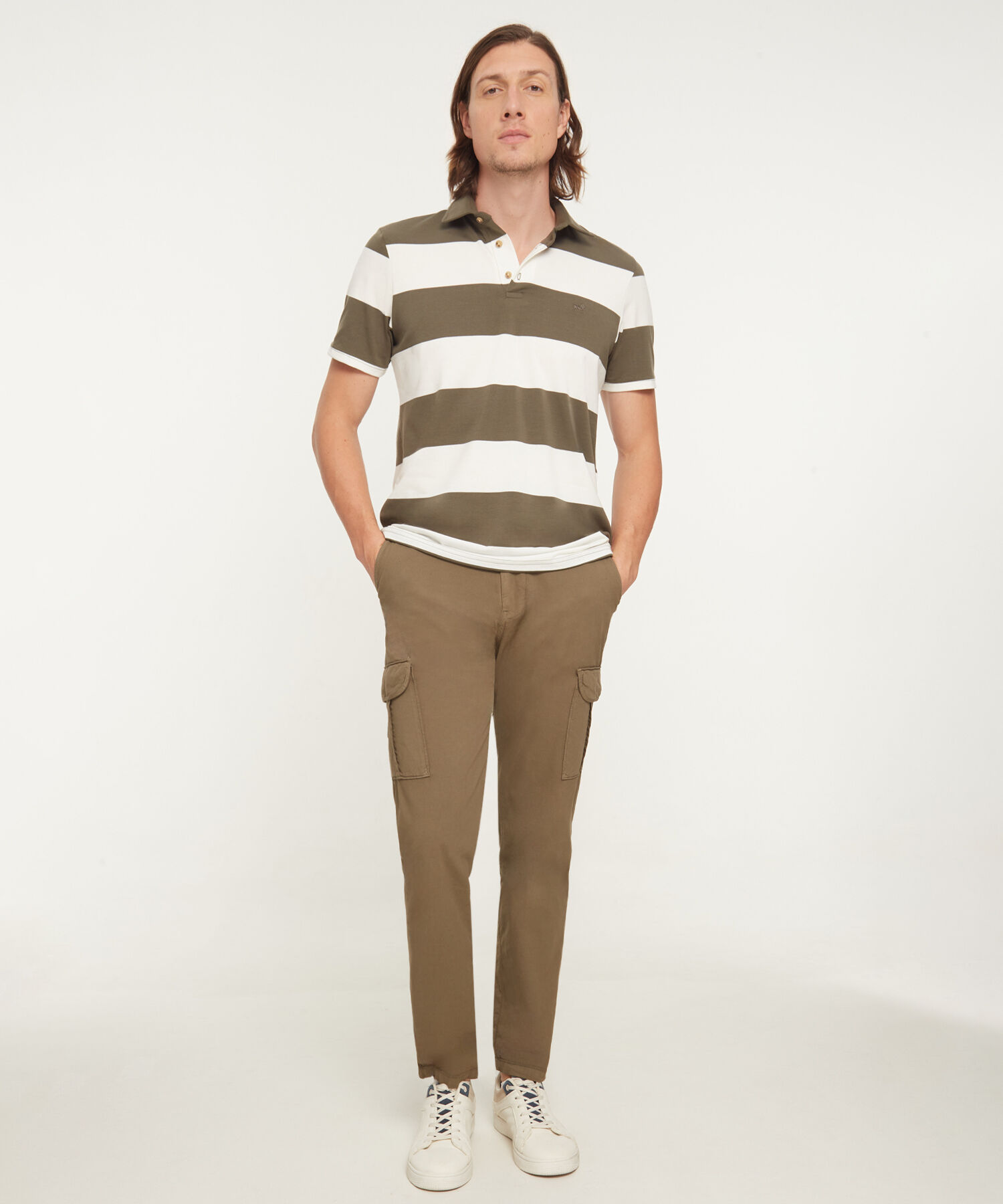 Polo, Cuello Duro Con Silueta Regular Fit, Safari Soft