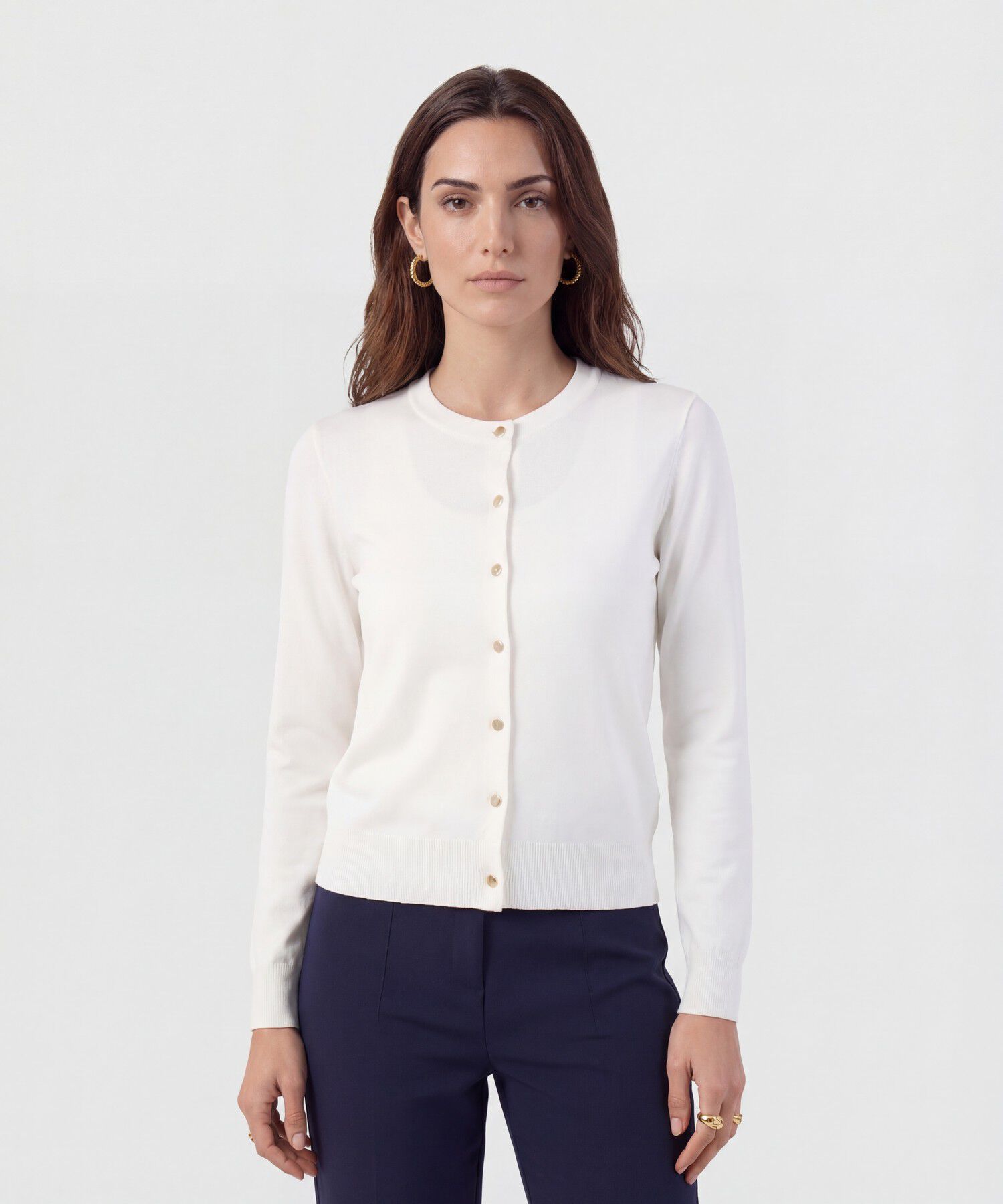 C&aacute;rdigan Cl&aacute;sico Cuello Redondo Mujer