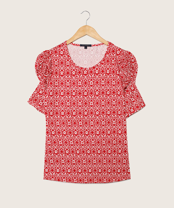 Camiseta Estampada Manga Corta Con Ruche