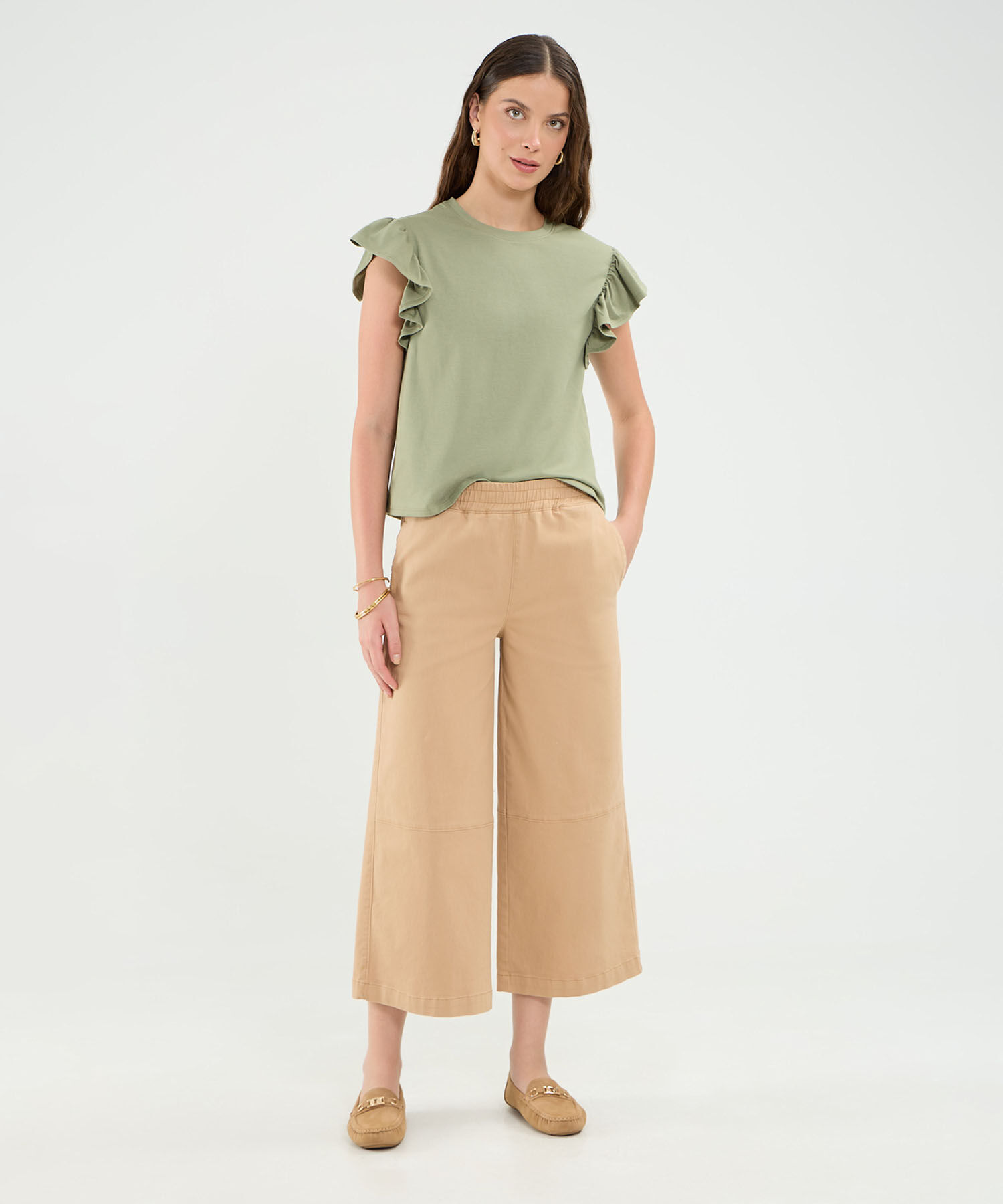 Camiseta Manga Corta Con Boleros Para Mujer