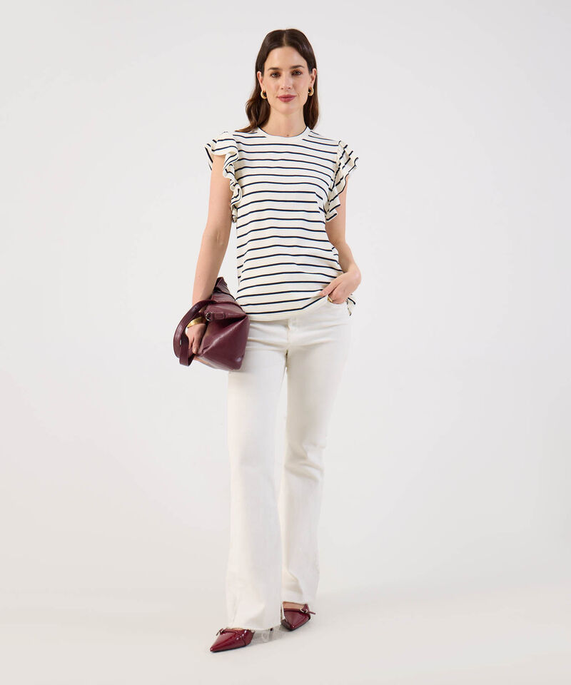 Camiseta Con Boleros En Mangas Para Mujer