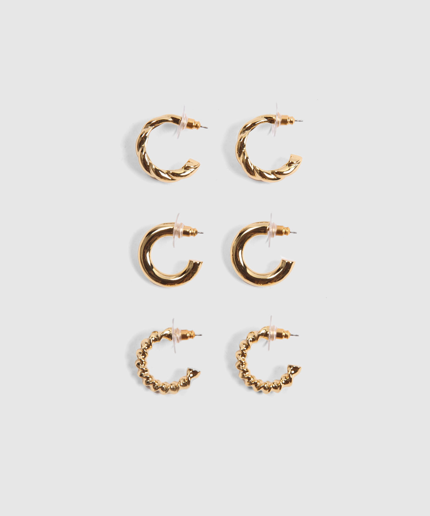 Set x 3 Aretes Dorados en Medialuna