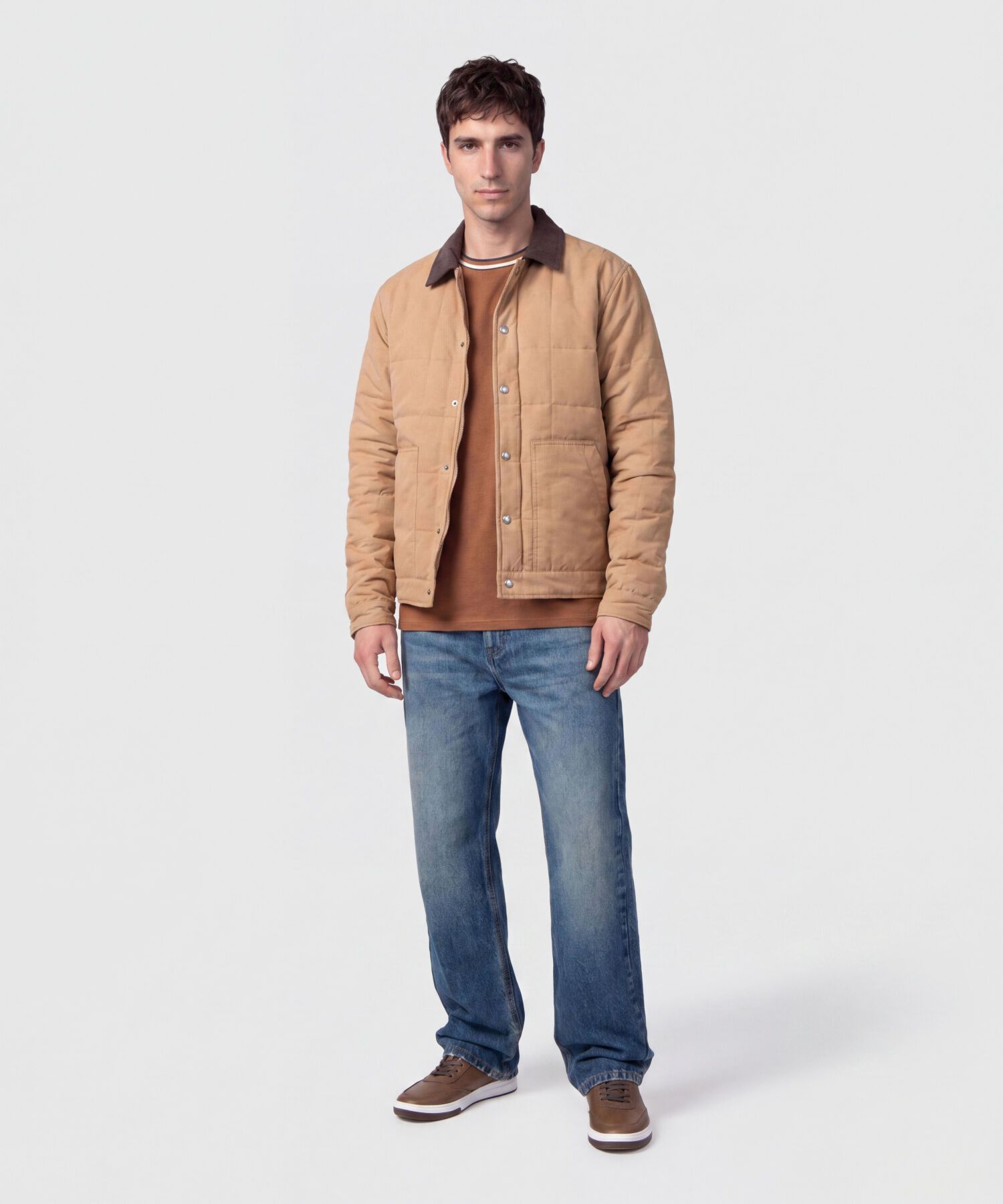 Chaqueta Acolchada con Pana Para Hombre