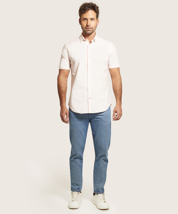 Camisa Manga Corta con Cuello Camisero Blanco