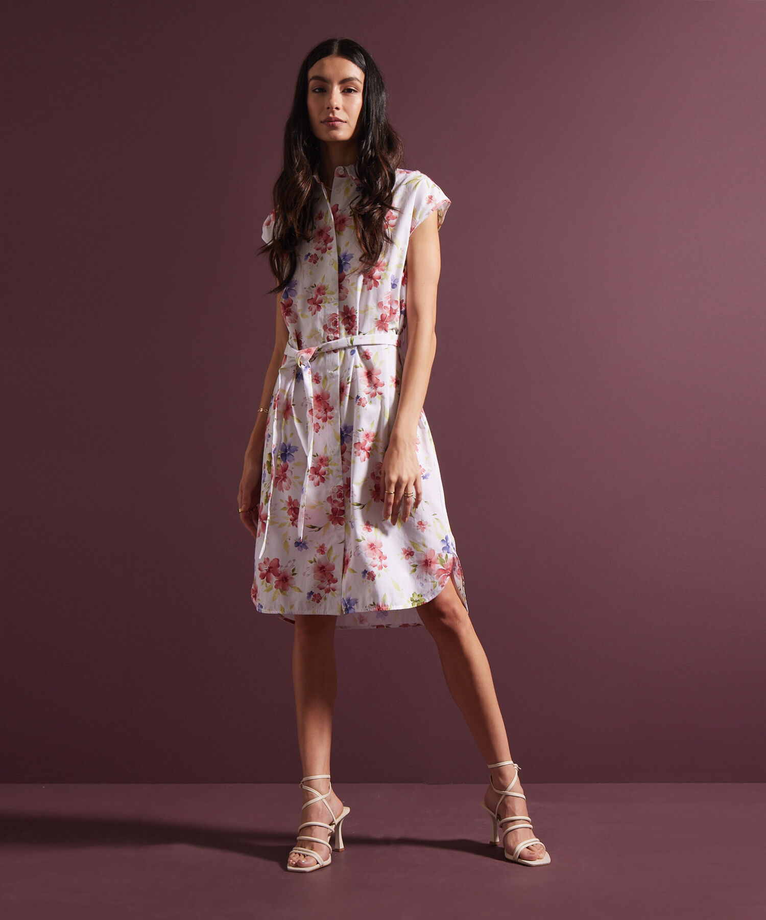 Vestido Camisero Estampado Sin Mangas