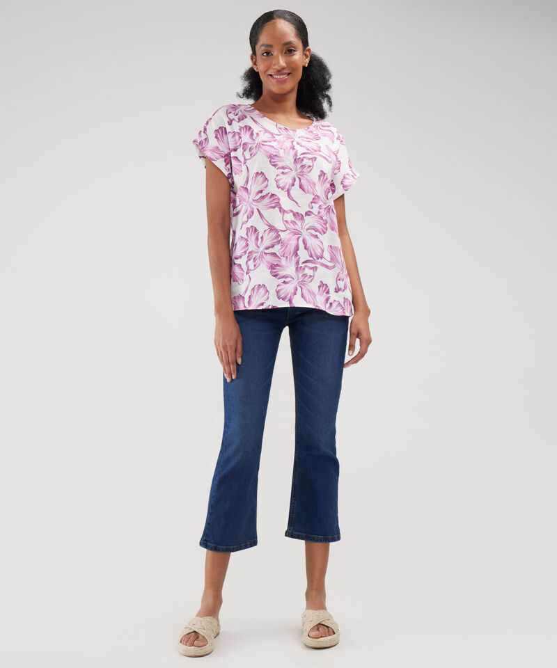 Blusa Estampada, Manga Corta Corrida