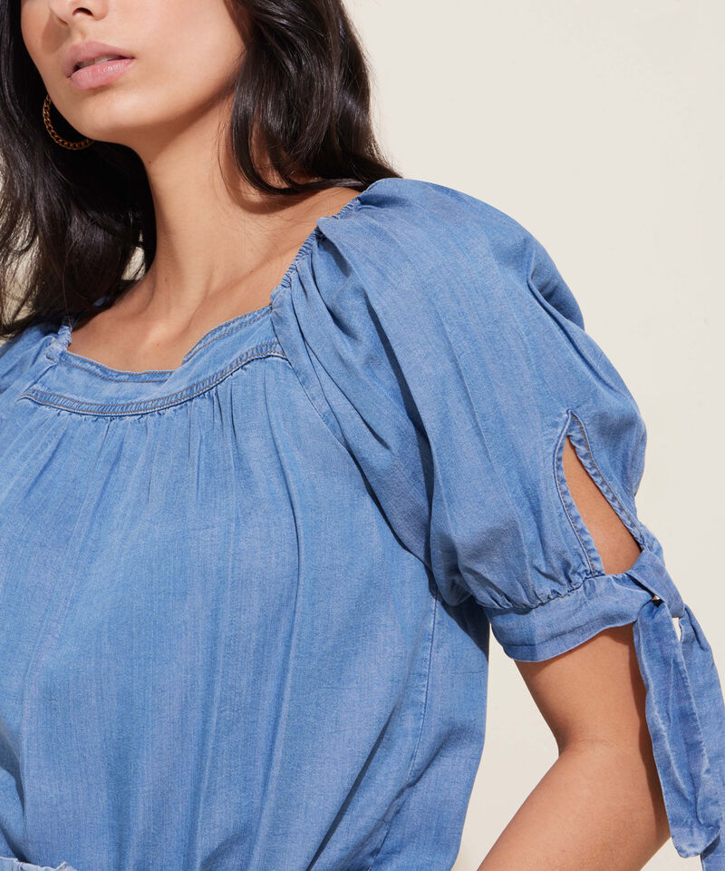 Blusa Mangas Con Fajon Para Nudo