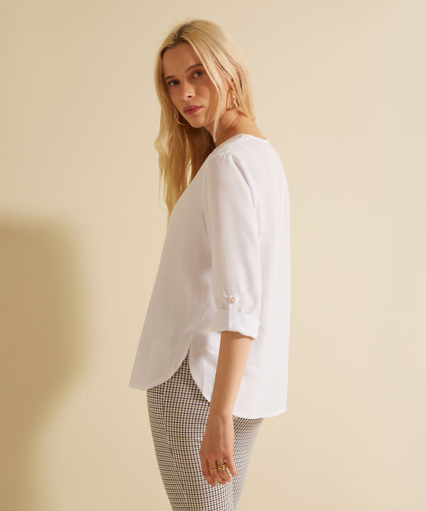Blusa Manga 3/4 Con Charretera Unicolor