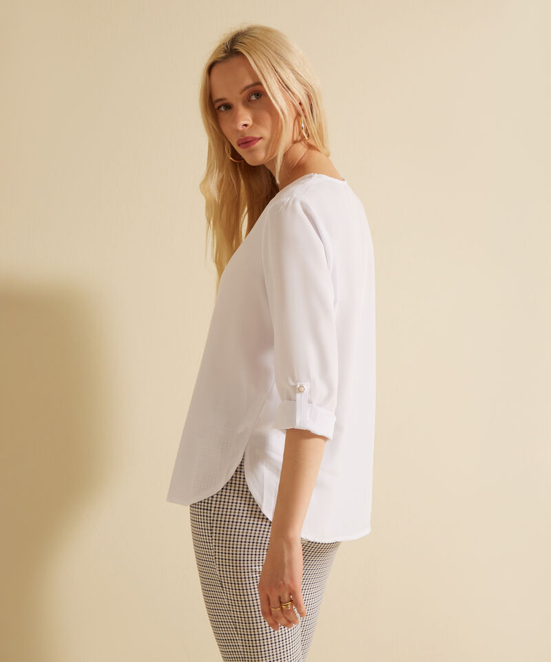 Blusa Manga 3/4 Con Charretera Unicolor