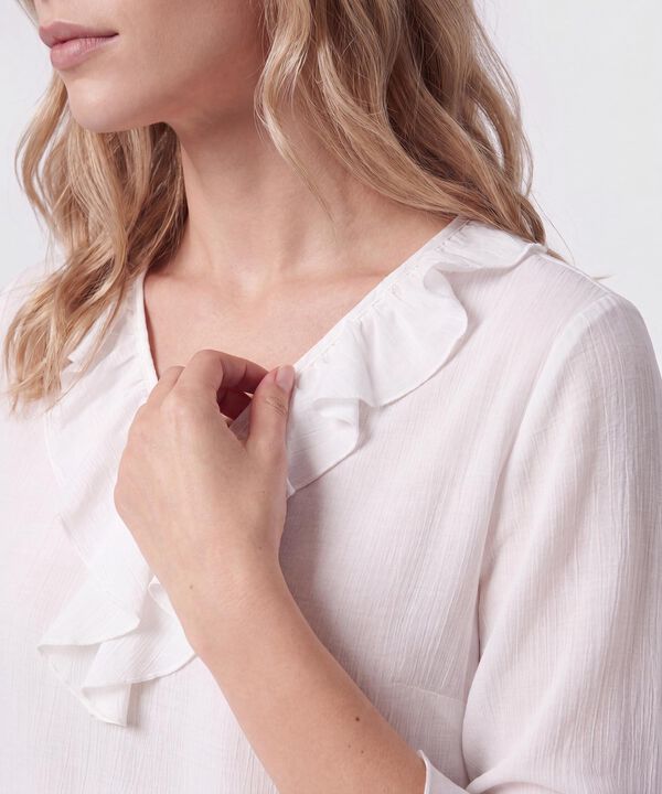 Blusa Cuello Volante Para Mujer
