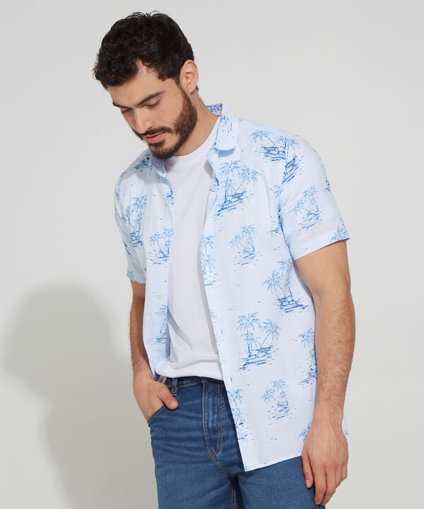 Camisa Manga Corta Estampada Slim Fit
