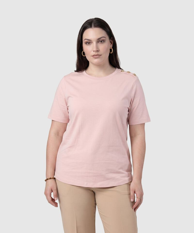 Camiseta Con Botones En Hombro Para Mujer Curvy