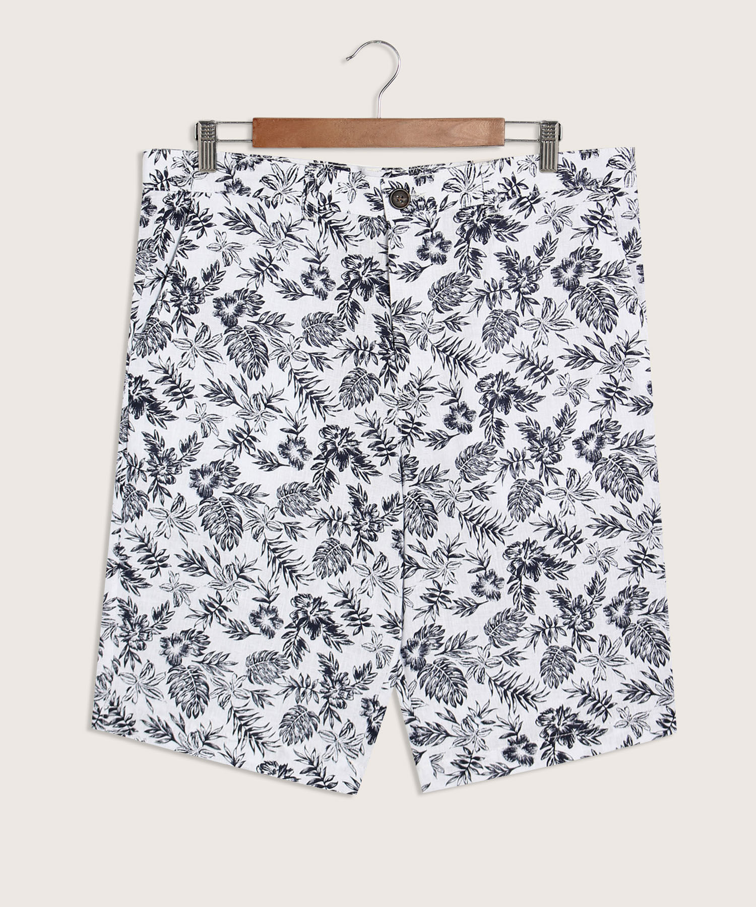 Bermuda Básica Mezcla De Lino Estampado