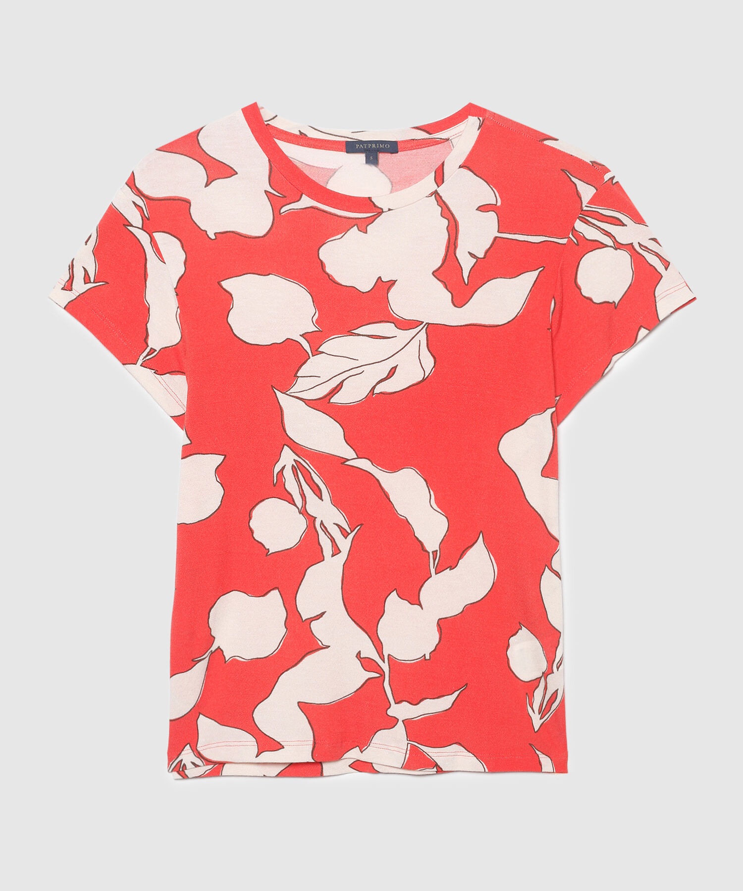Camiseta Estampada Cuello Redondo, Manga Corta Rodada Tipo Casco, Serena