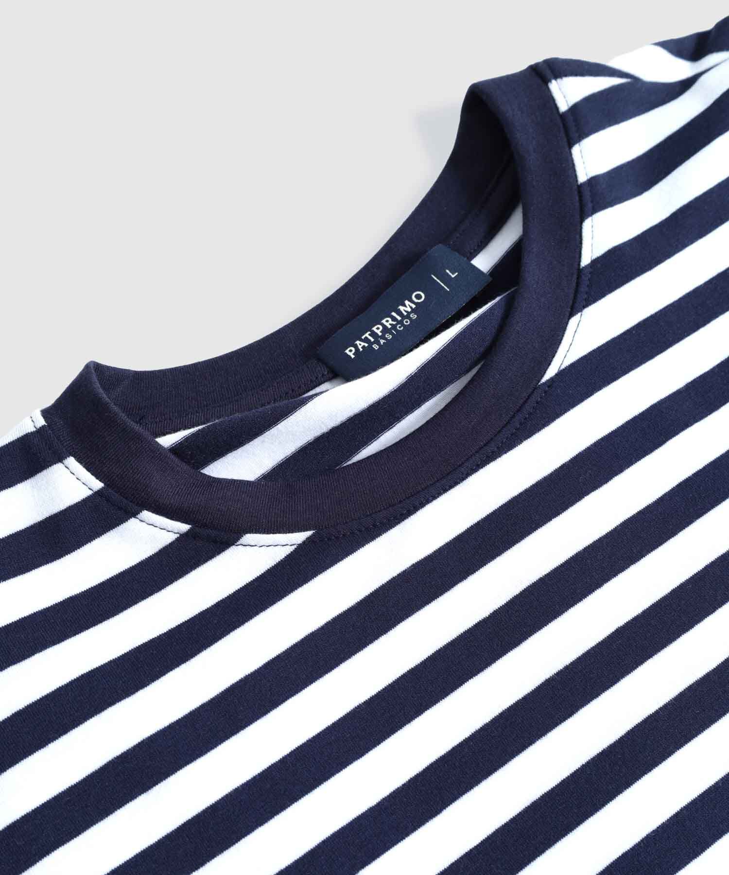 Camiseta Rayada Cuello Redondo Para Mujer