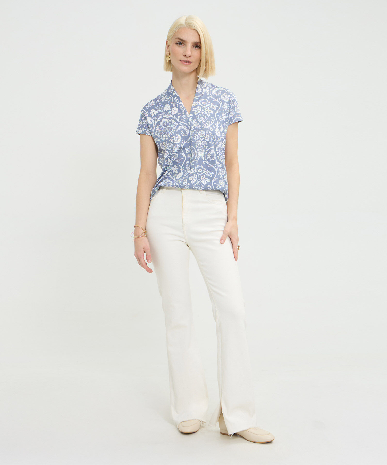 Camiseta Estampada Escote en V