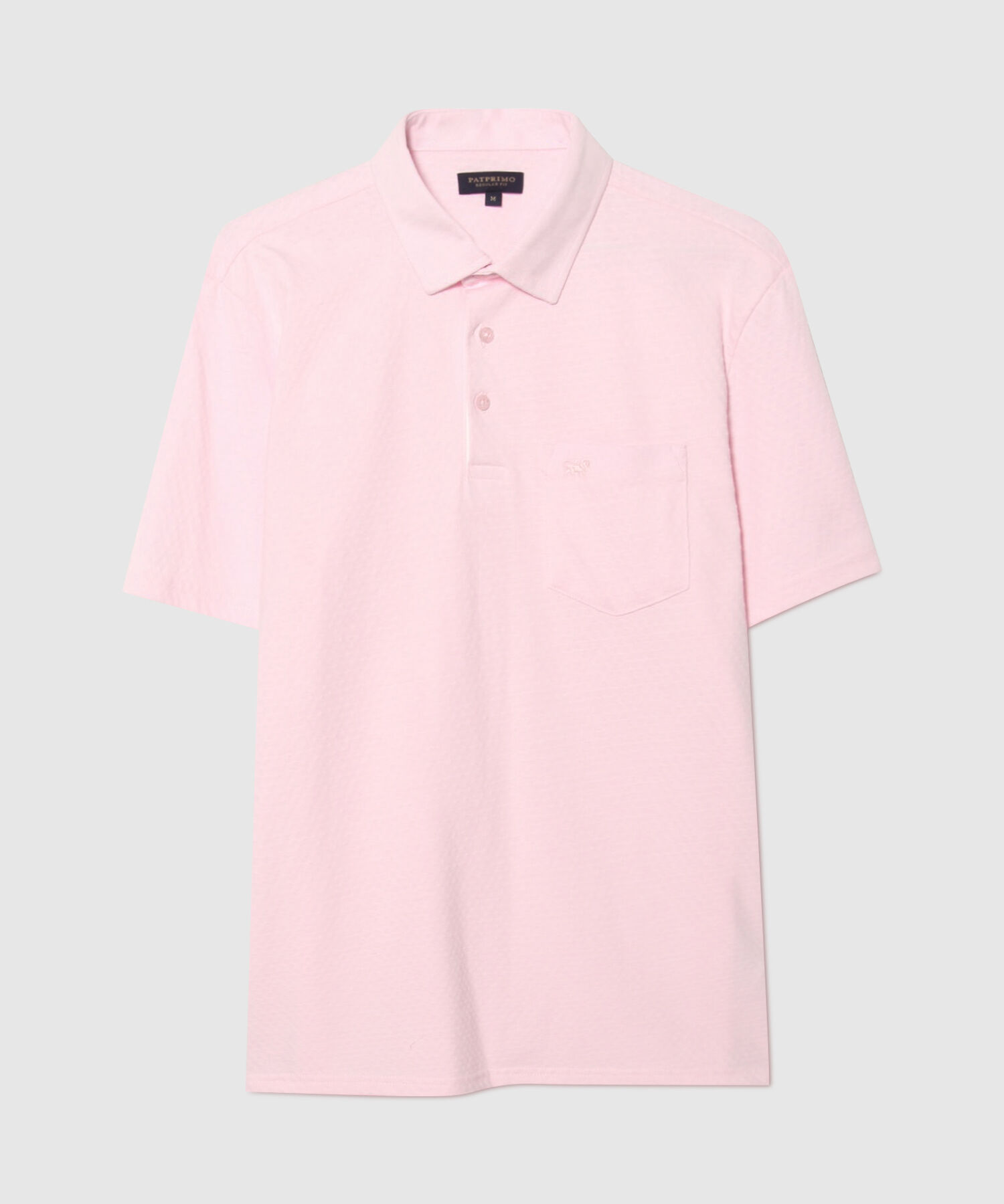 Polo Unicolor Textura Cuello Duro Con Bolsillo Y Silueta Regular Fit, Linea Moda Morocco