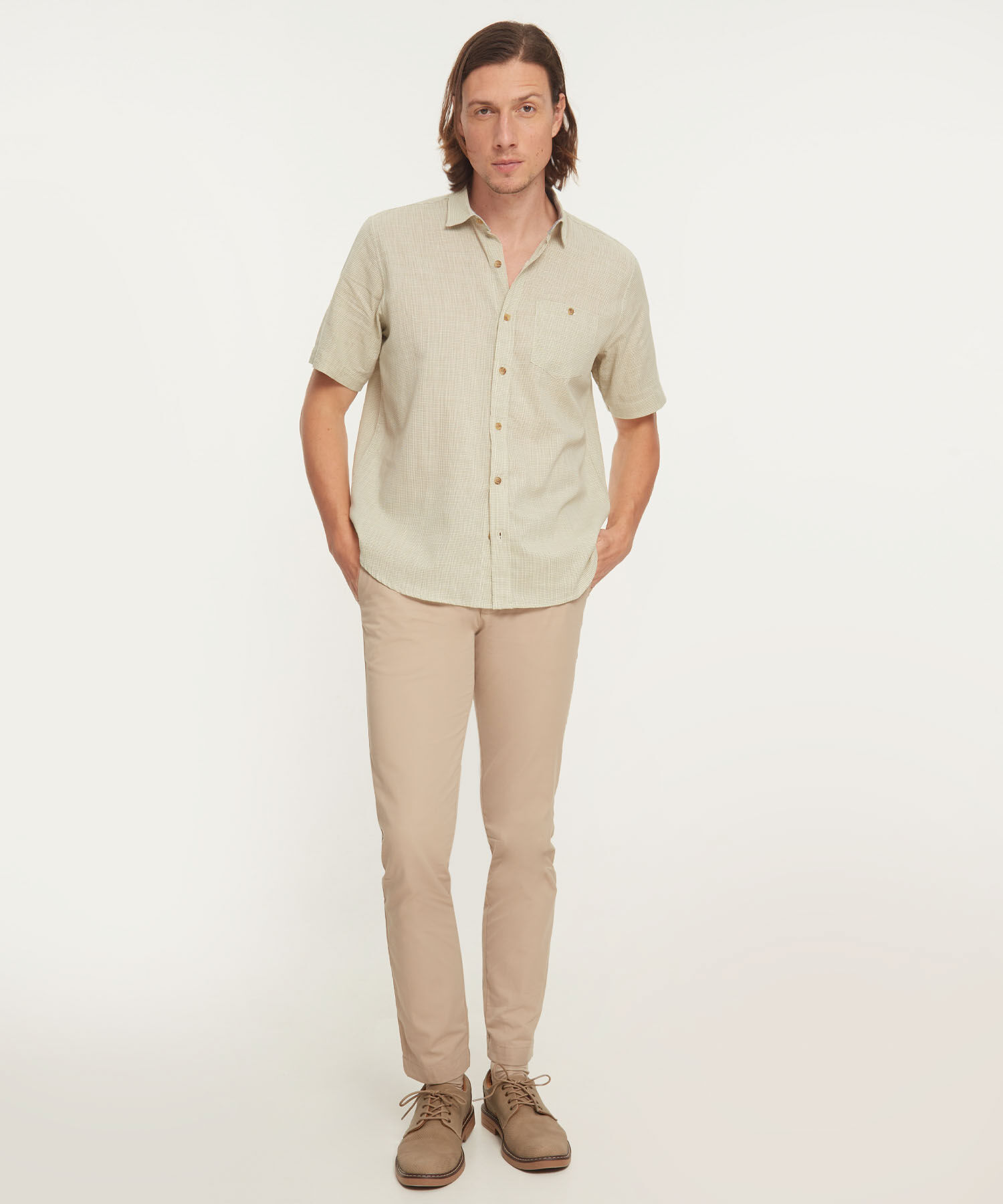 Camisa , Manga Corta Con Bolsillo