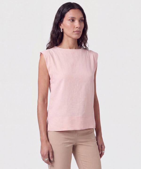 Blusa Cuello Plano Con Hombreras Para Mujer