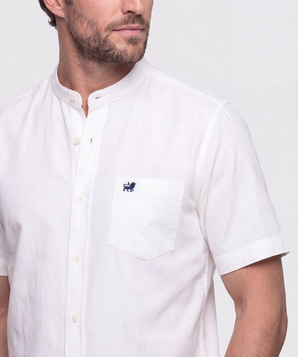 Camisa Unicolor Cuello Mao Con Bolsillo 