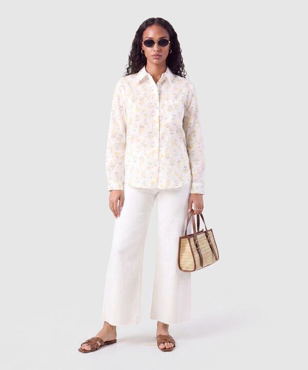 Camisa Manga Larga Estampada Mujer