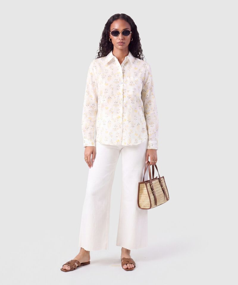 Camisa Manga Larga Estampada Mujer