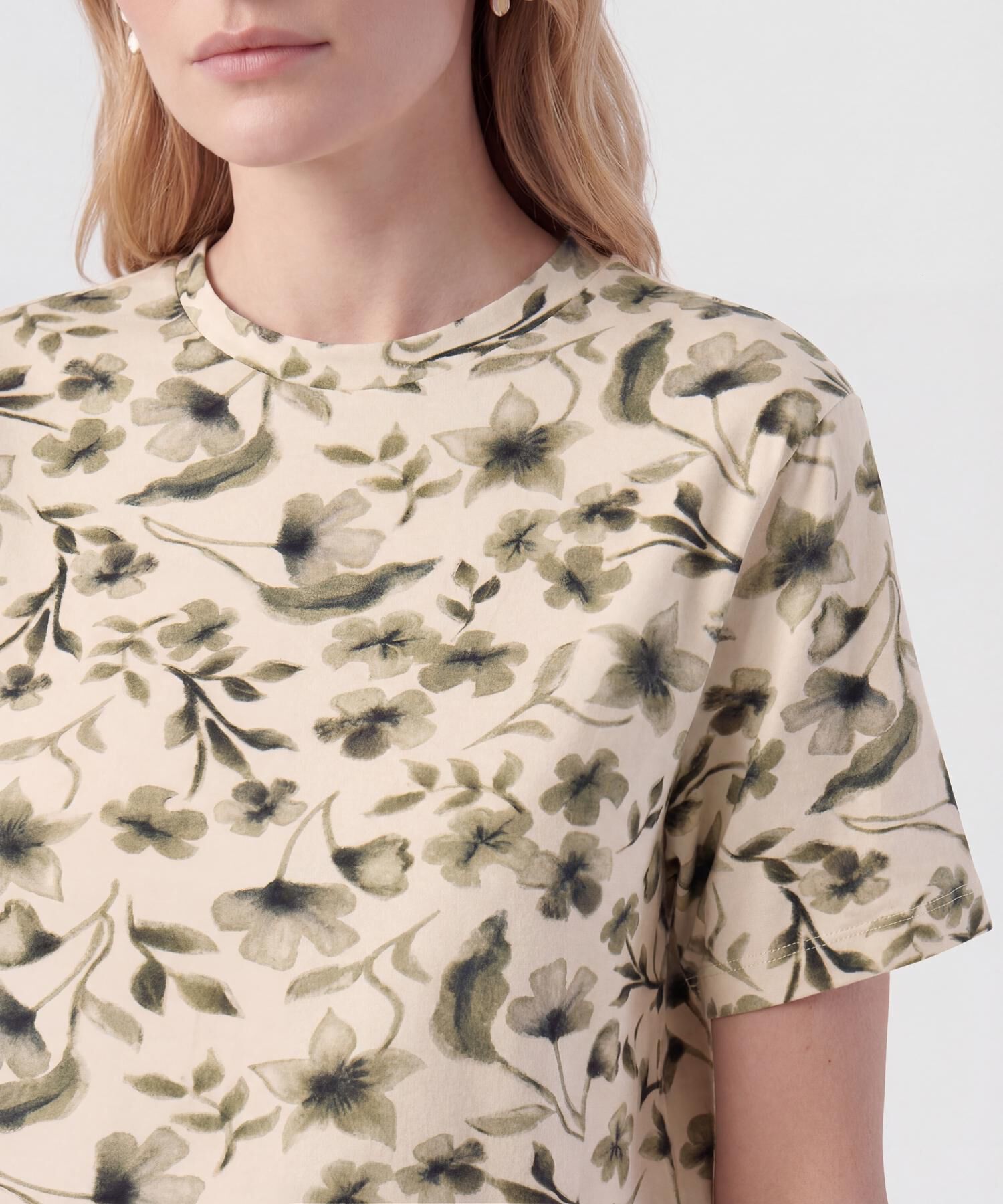 Camiseta Cuello Redondo De Silueta Recta Mujer