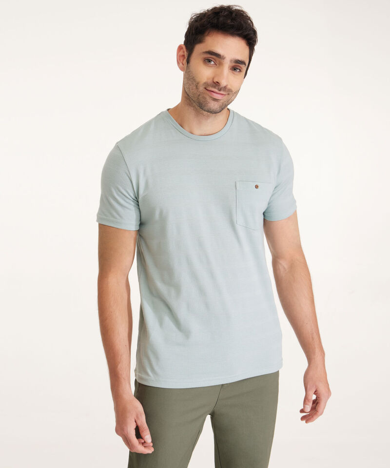 Camiseta Unicolor, Cuello Redondo Con  Bolsillo De Parche