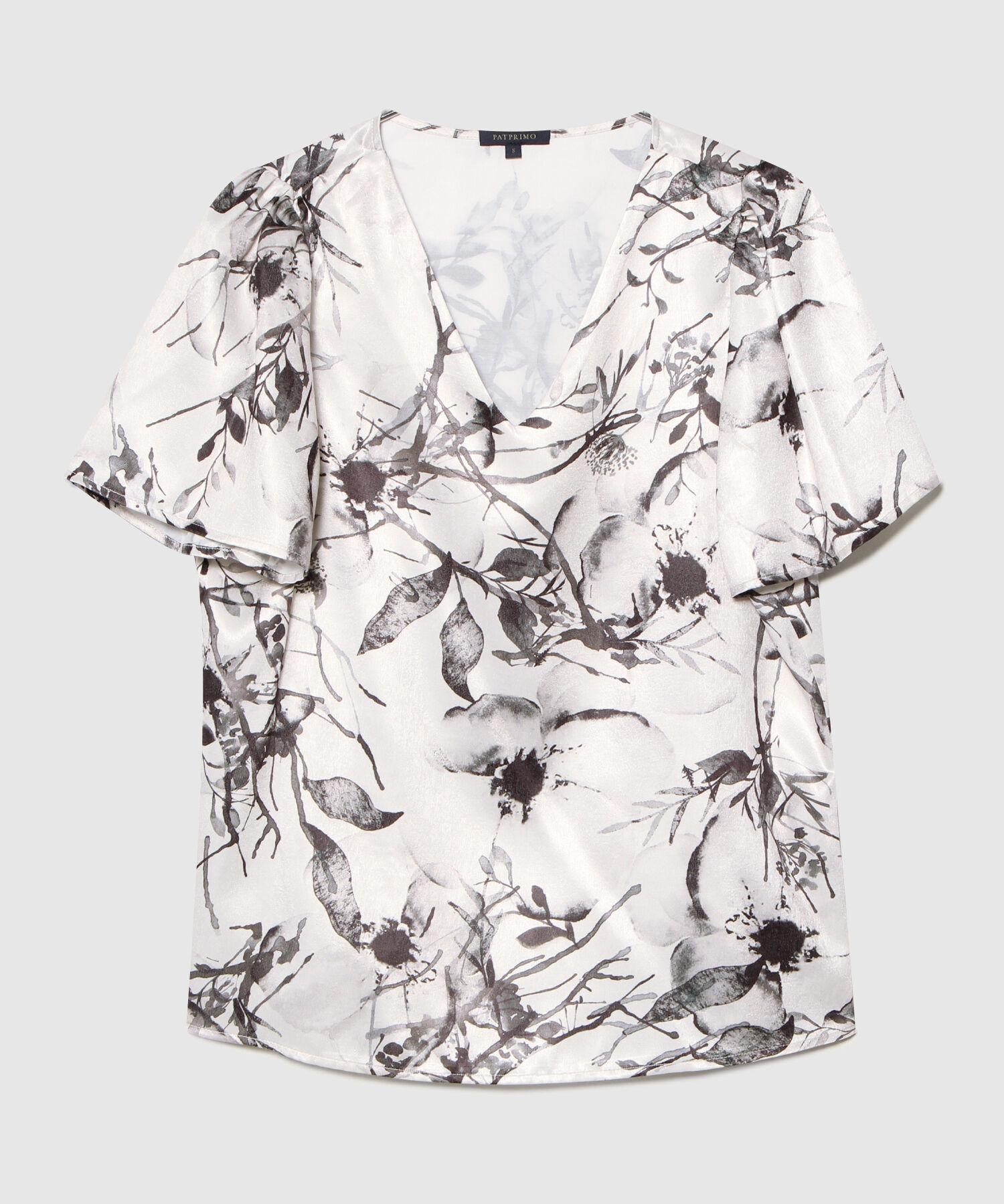 Blusa Estampada Escote En V Manga Corta